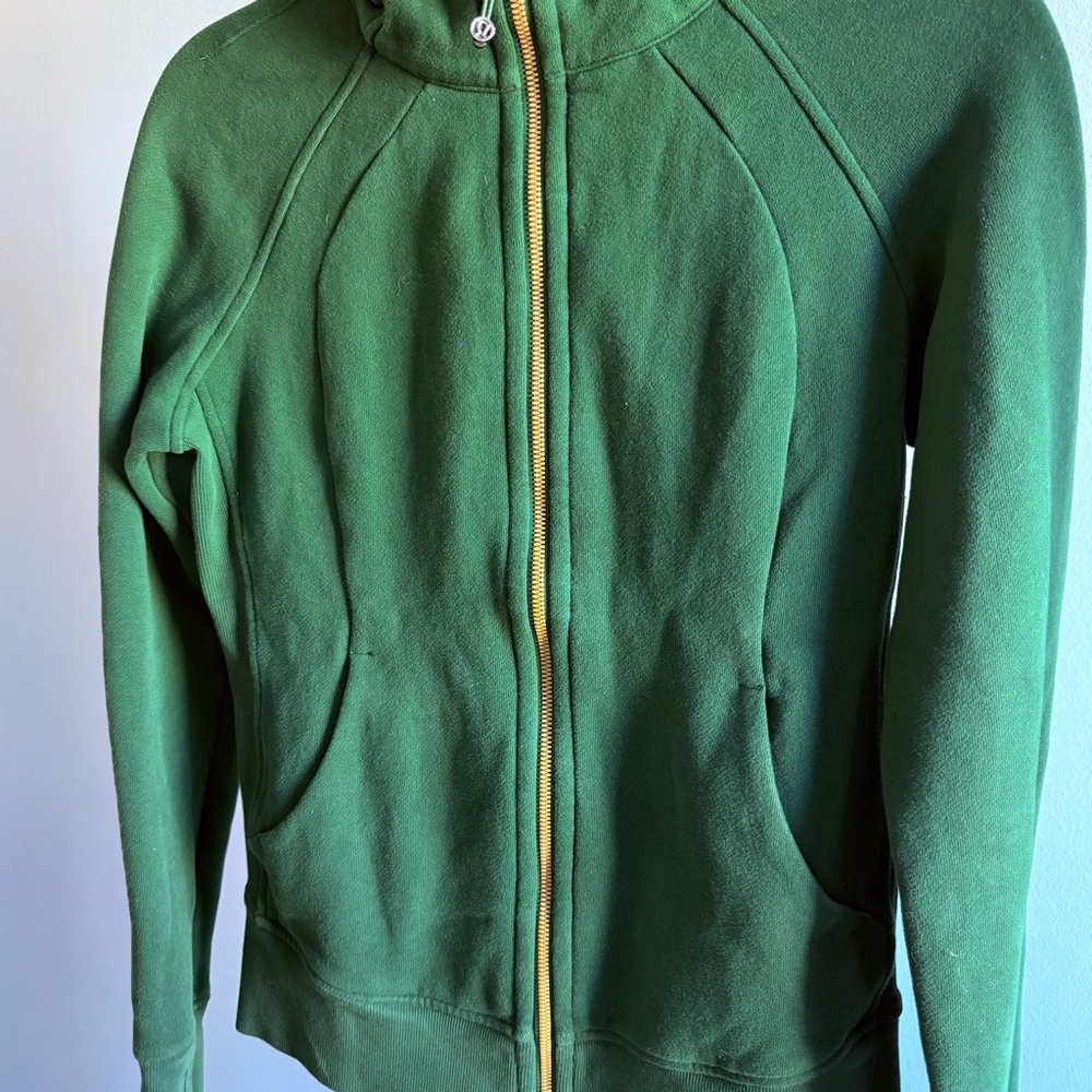 Lululemon Scuba Full-Zip Hoodie, Everglade Green / Gold | Size 6 - Picture 7 of 10